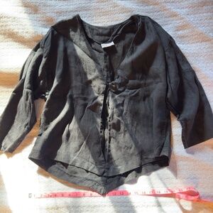 Habitat Black 3/4 Sleeve Crop Jacket Lagenlook Size Large